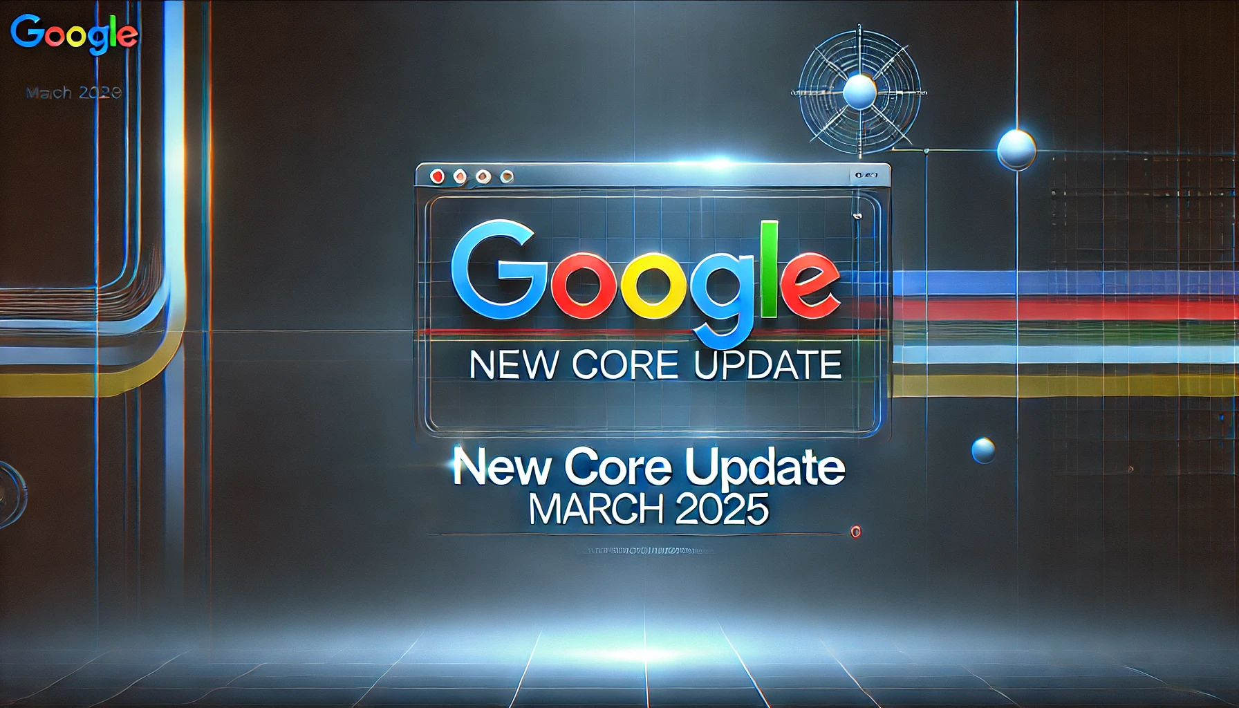 Google March 2025 Core Update – A digital graphic showcasing the latest Google algorithm update with a modern, sleek design and vibrant colors. (SEO, SEO strategies, Google algorithm, SME, PPC, Google My Business, Local SEO, Google Ads strategy, Search engine marketing, Pay-per-click advertising, E-commerce, B2B)